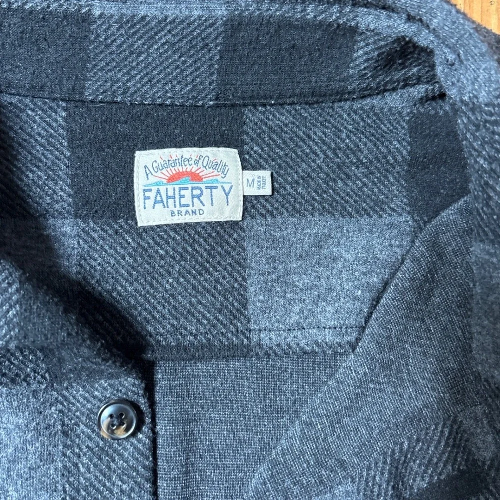 Faherty Flannel Shirt Mens Grey Black Buffalo Plaid Rugged SIZE M